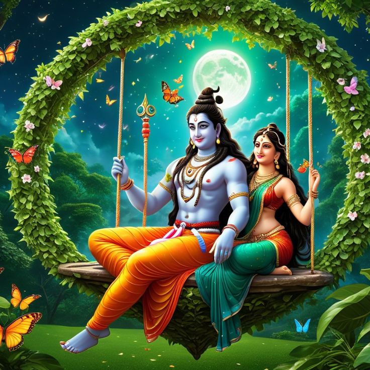 beautiful and artistic depiction of Lord Shiva and Goddess Parvati, symbolizing divine love and spiritual connection.