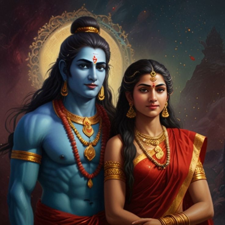 A beautiful and artistic depiction of Lord Shiva and Goddess Parvati, symbolizing divine love and spiritual connection.