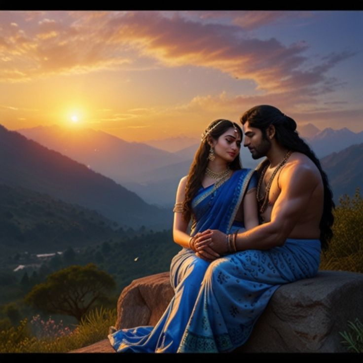 beautiful and artistic depiction of Lord Shiva and Goddess Parvati, symbolizing divine love and spiritual connection.