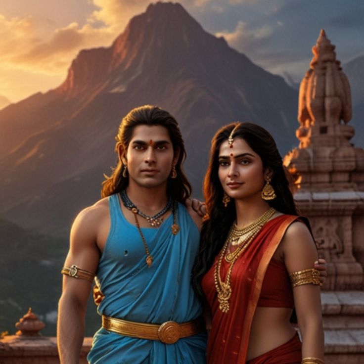 beautiful and artistic depiction of Lord Shiva and Goddess Parvati, symbolizing divine love and spiritual connection.