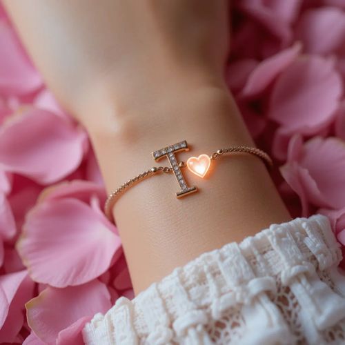 A delicate bracelet on a wrist, surrounded by soft pink petals