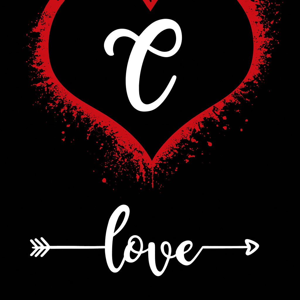 A red heart featuring the word love in bold white letters at the center