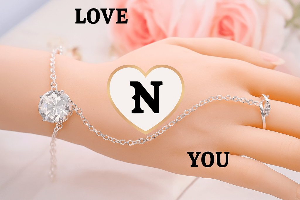 A woman's hand displays a diamond heart with the words love you elegantly inscribed beside it