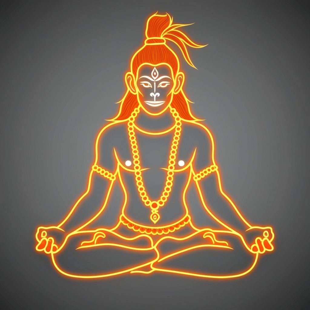 Glowing Hanuman in Meditation