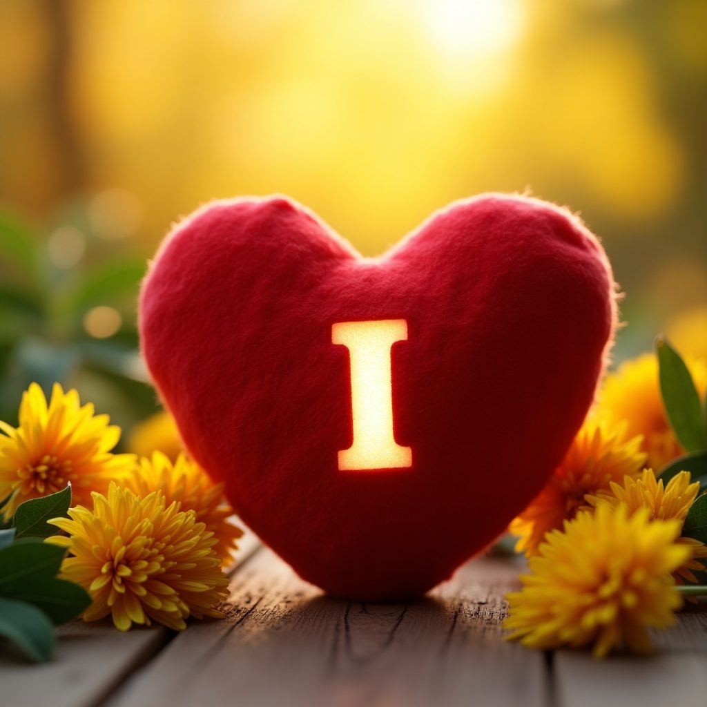 Heart featuring I love you with a bright yellow floral background, conveying love and warmth