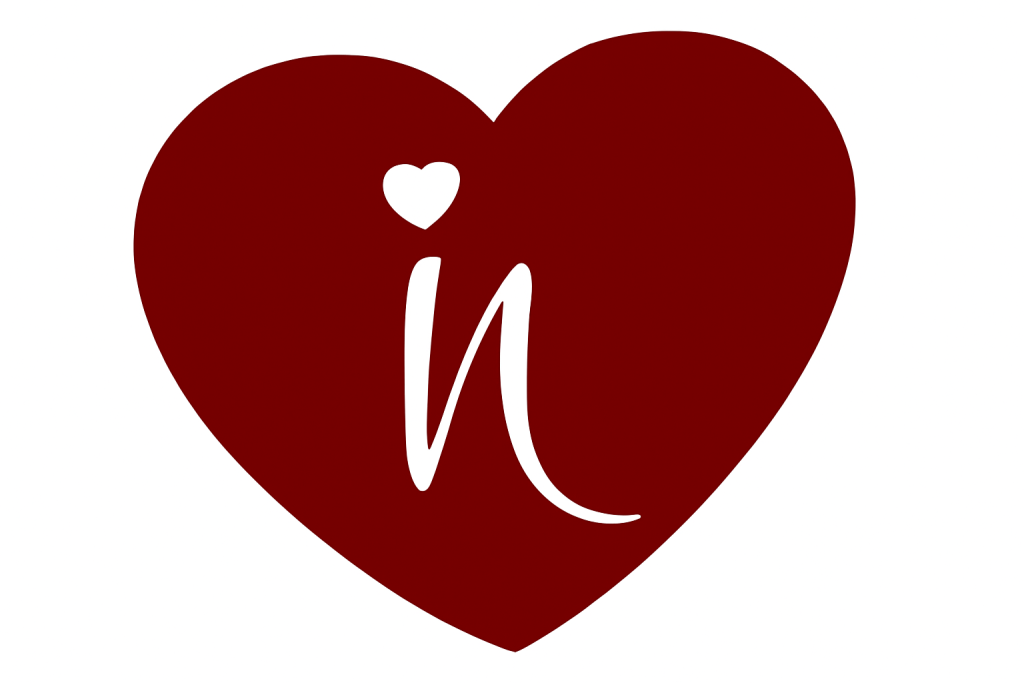 Heart-shaped design featuring the letter n in the center, symbolizing love or affection