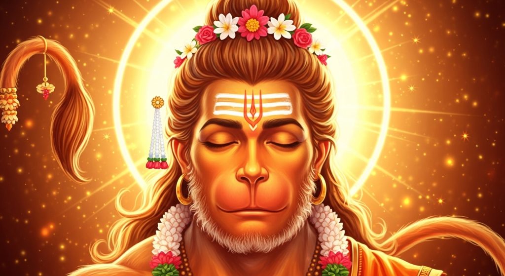 Meditating Lord Hanuman with eyes closed