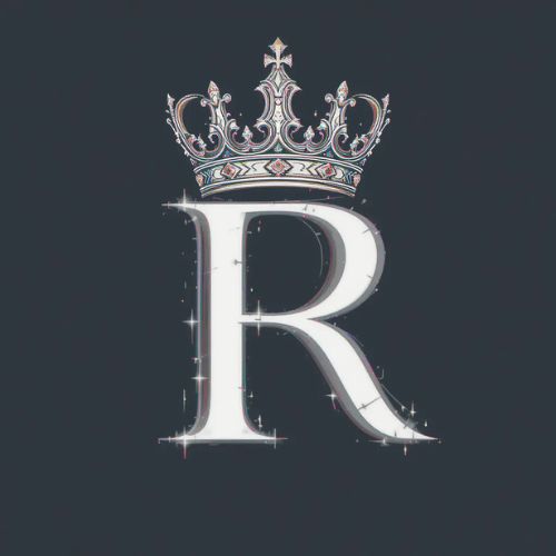 R DP Name ProProfileDP_ The letter 'R' is displayed with a royal crown at the top, set against a dark background. The crown and the sharp letter give it a majestic and luxurious appeal