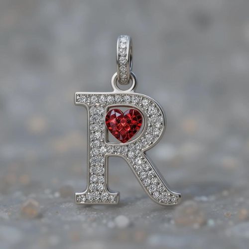 R DP Name ProProfileDP_ _The shimmering letter R pairs beautifully with a red heart charm, a perfect blend of love and sparkle