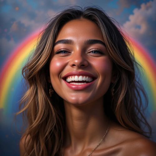 Rainbow Smile 🌈😊_ A smile with a vivid rainbow in the background