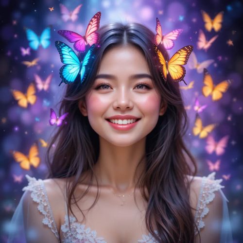 Smile DP PRoProfileDP_ Butterfly Smile 🦋😊_ A smile surrounded by colorful butterflies for a magical aura