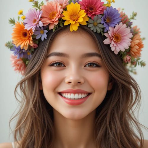 Smile DP PRoProfileDP_ Flower Crown Smile 🌸😊_ A smile adorned with a crown of vibrant flowers, showcasing natural beauty