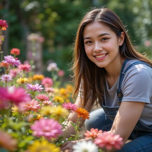 Smile DP PRoProfileDP_ Gardening Smile 🌺😊_ A smile captured while tending to vibrant flowers in a garden