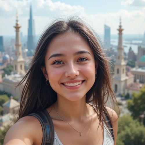 Smile DP PRoProfileDP_ Travel and Smile ✈️😊_ A person smiling in front of iconic landmarks, inspiring wanderlust