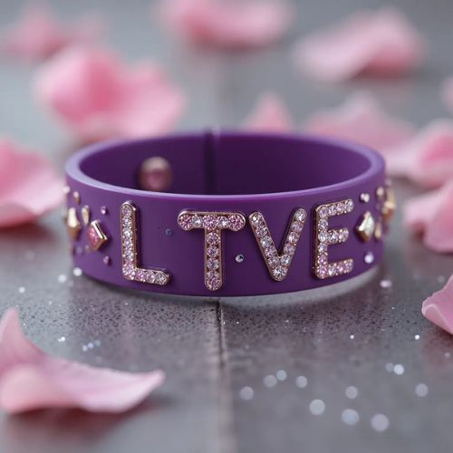 T DP Name ProProfileDP_The letter _T_ displayed on a stylish purple wristband with a _LOVE_ theme