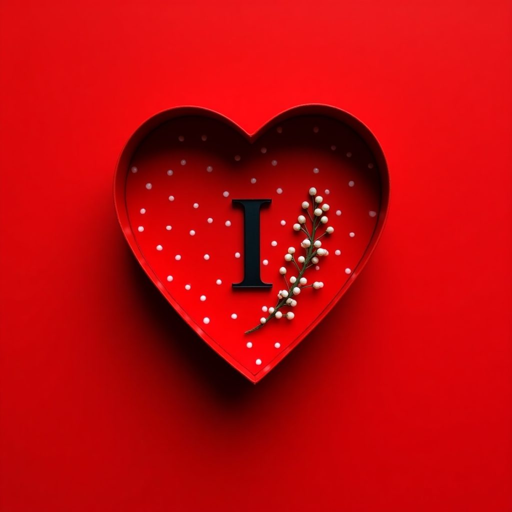 The letter i nestled within a red heart-shaped box