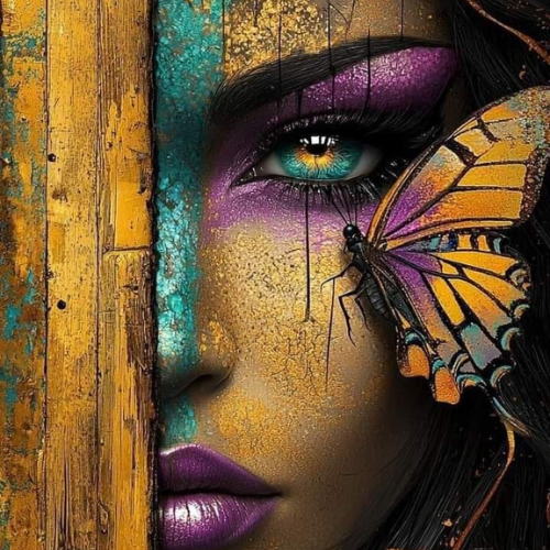 girl art in butterfly