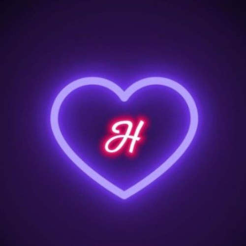 h with glowing heart