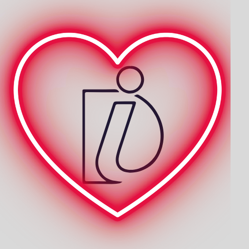 i with red glowy heart