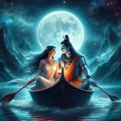 shiv and parvati are in boat