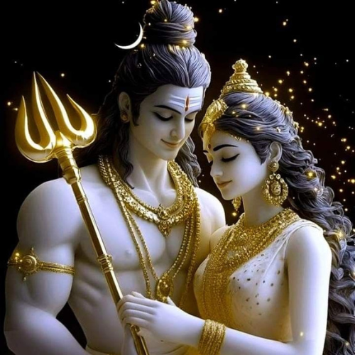 shiv and parvati are in gold
