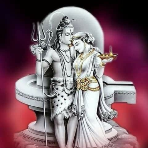shiv and parvati in black and white
