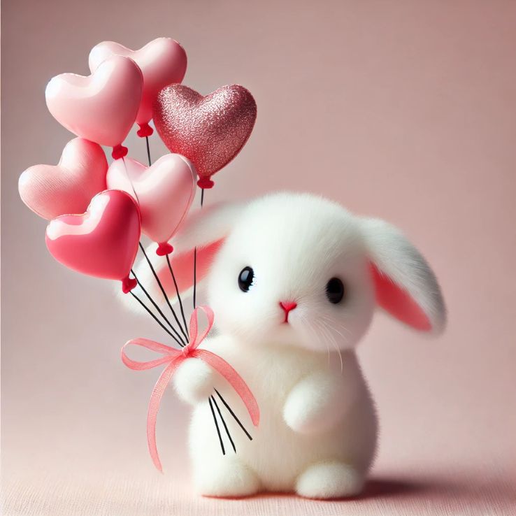 A cute white bunny peeking over a pink wooden fence, with a soft pink background.