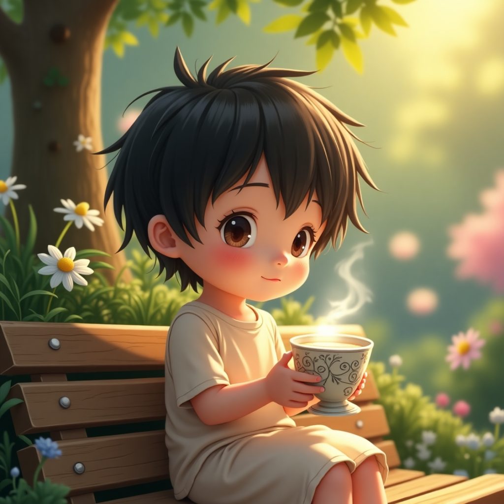 Cartoon Taking Hot Tea