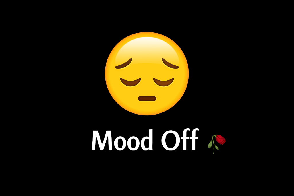 A downcast emoji with a frown, representing a mood of sadness or disappointment
