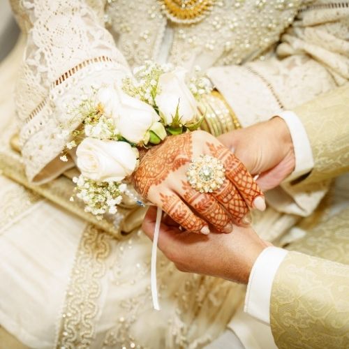 A vibrant Indian wedding ceremony featuring a bride