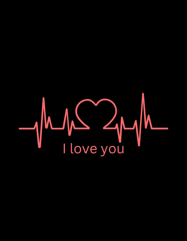 Black Illustrated I Love You T-Shirt