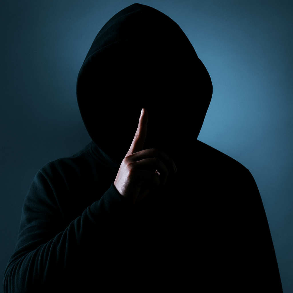 A man in a hoodie gestures with his finger