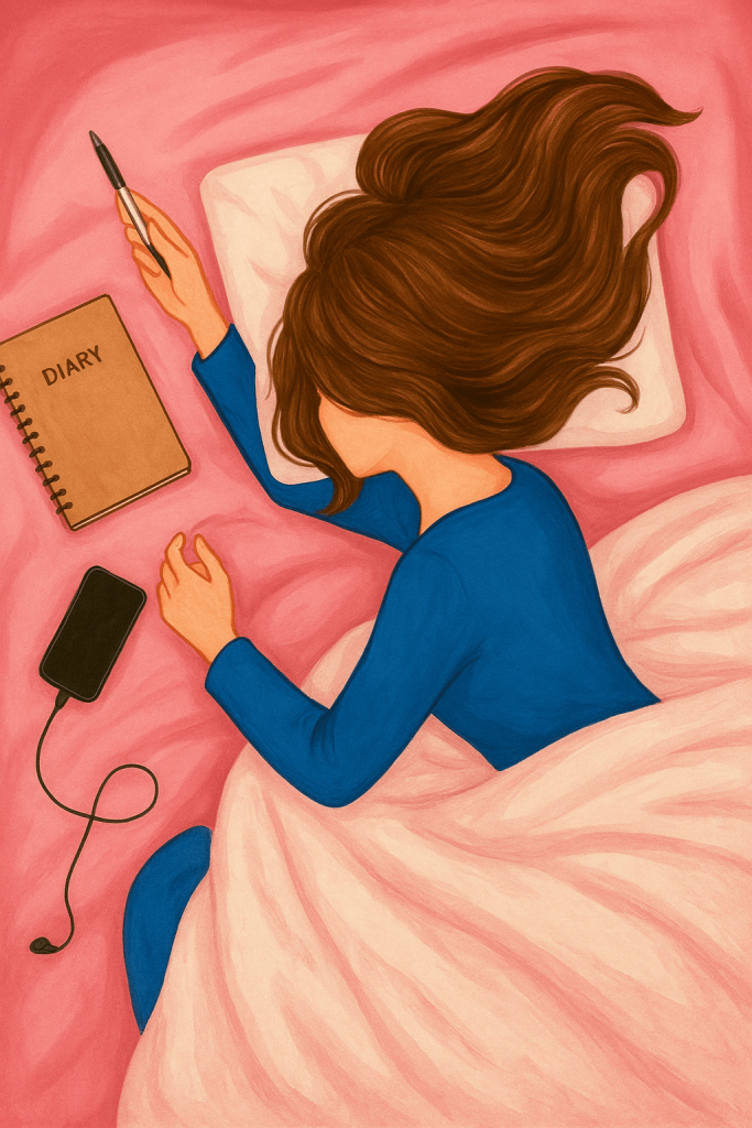 A woman lying in bed