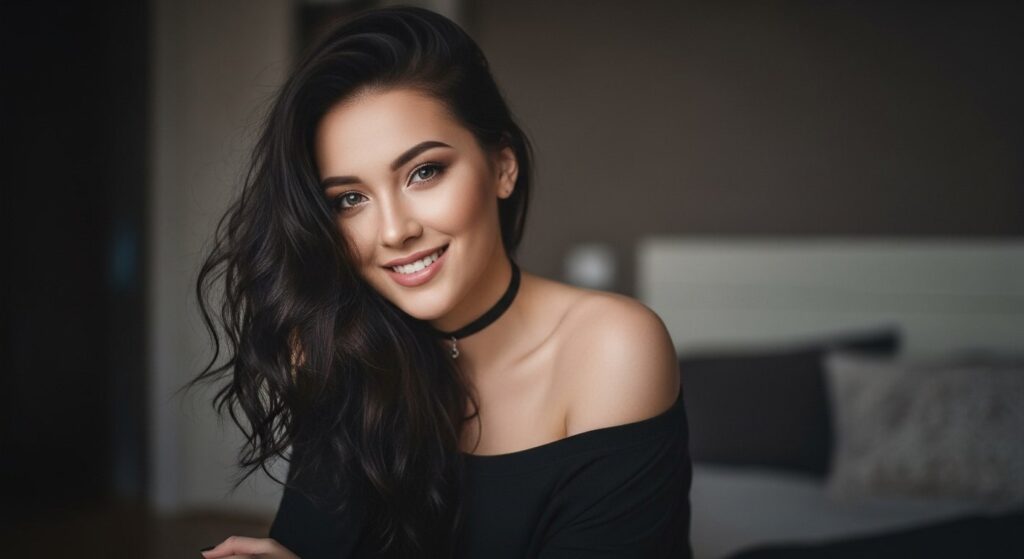 A woman with long dark hair smiles warmly at the camera