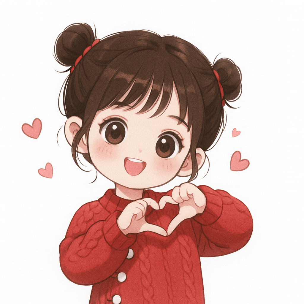 Cartoon girl with a white head scarf