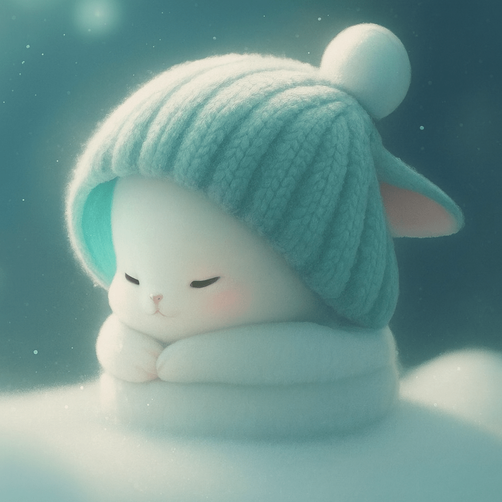 A cute bunny wearing a hat and scarf