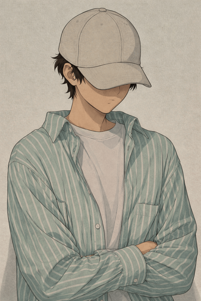 Anime boy wearing a stylish hat and shirt