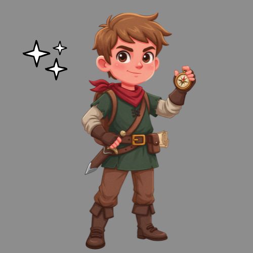 Cartoon boy holding a sword