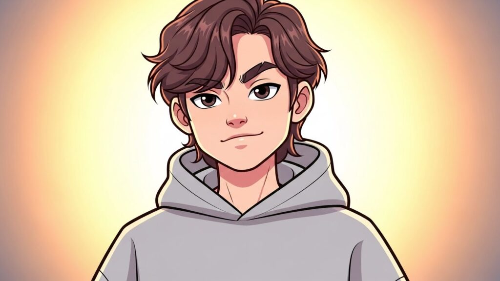 Cartoon boy wearing a hoodie